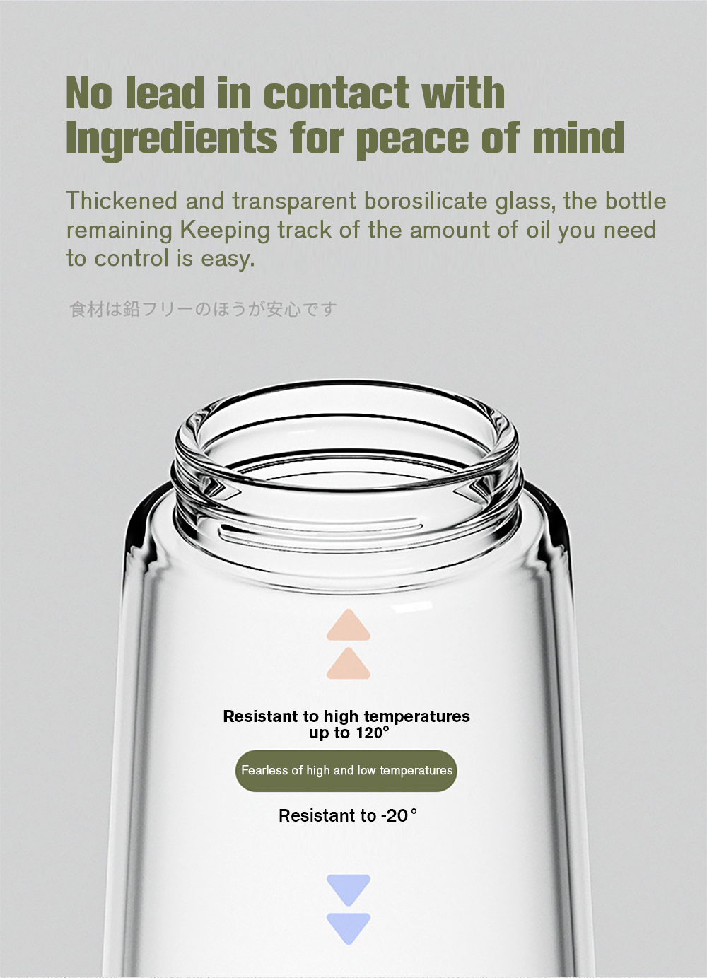 Easy-to-use glass oil dispenser for cooking