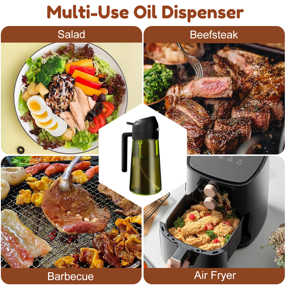 Dark green glass oil cruet for healthy cooking