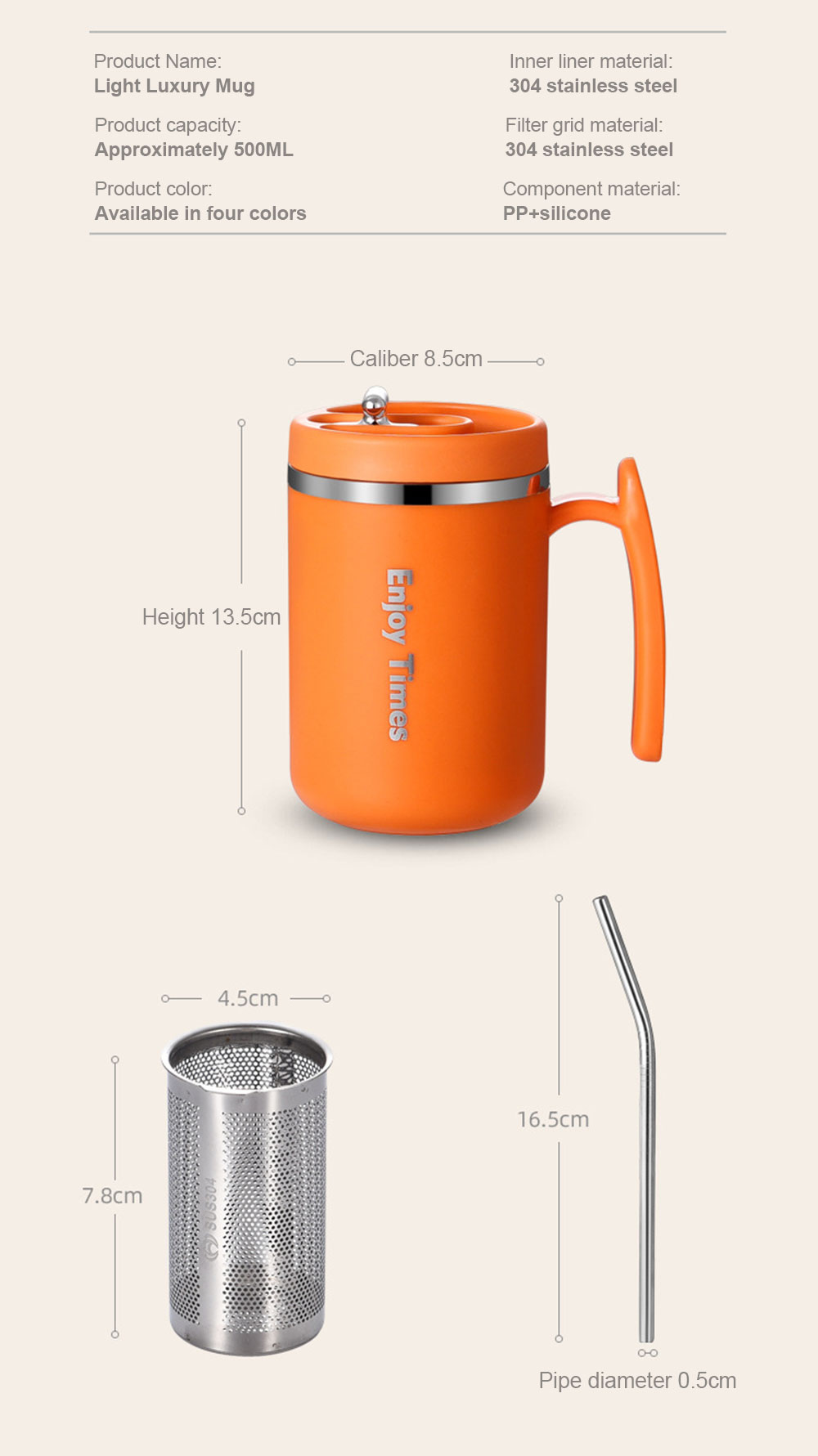 Portable coffee and tea mug with infuser and lid