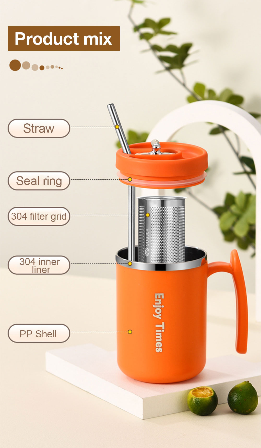 Durable coffee mug for home, office, or travel