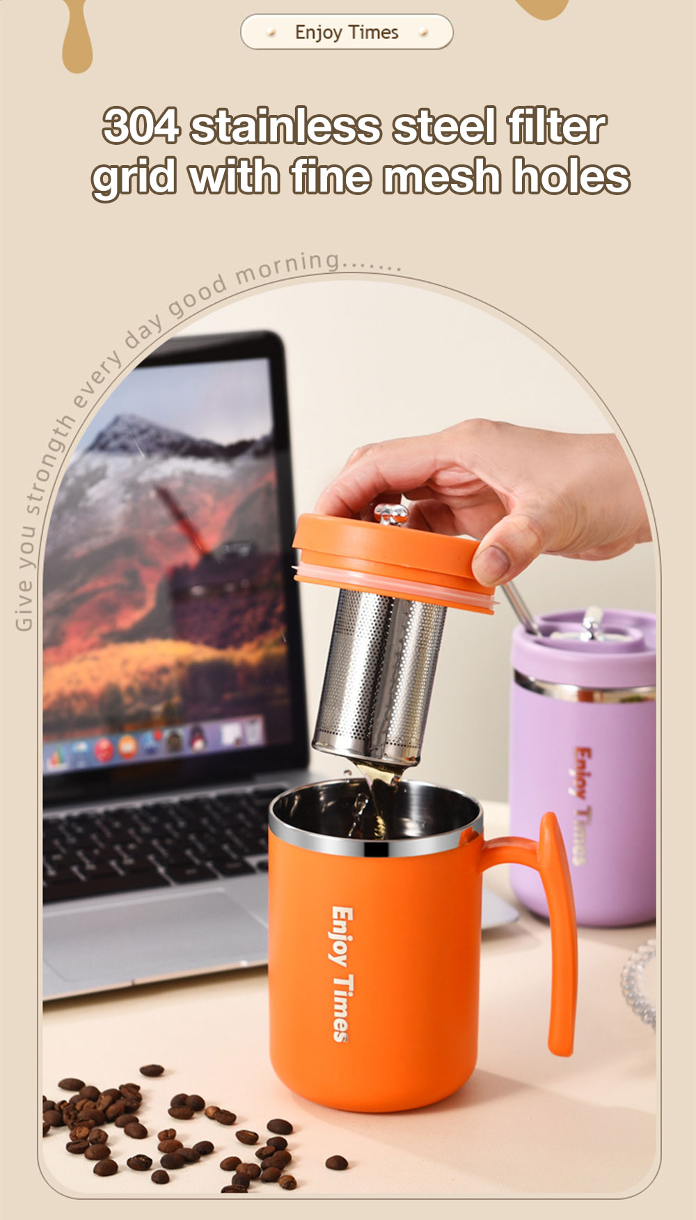Double wall stainless steel cup for daily use