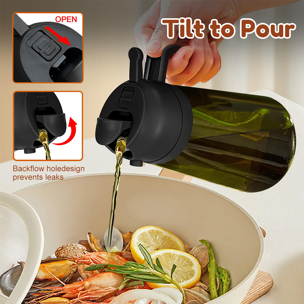 Spray olive oil evenly with 470ML glass bottle