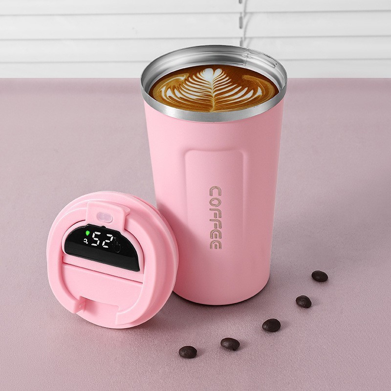 380ml stainless steel thermos coffee mug with temperature display