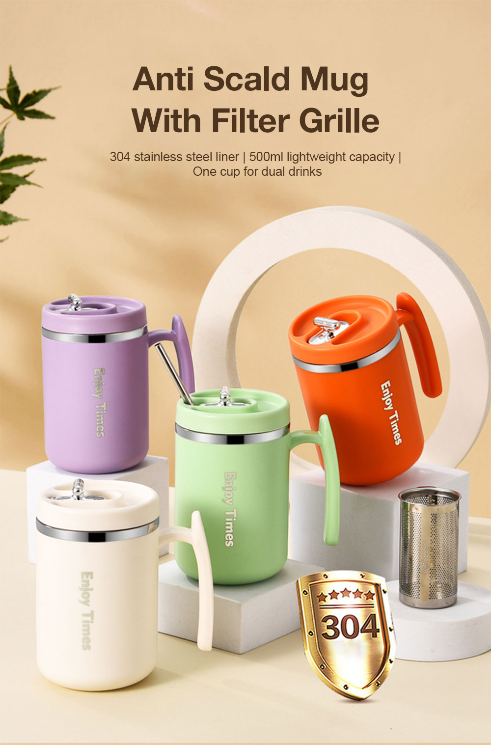 Portable coffee and tea mug with infuser and lid