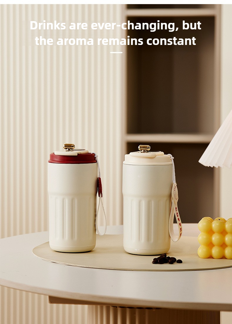 Vacuum insulated LED coffee cup with temperature display