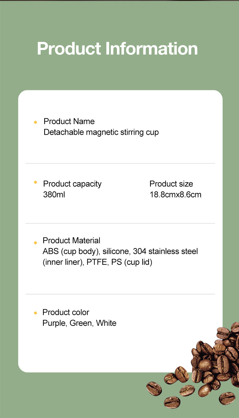 Electric stirring cup for protein shakes and milk