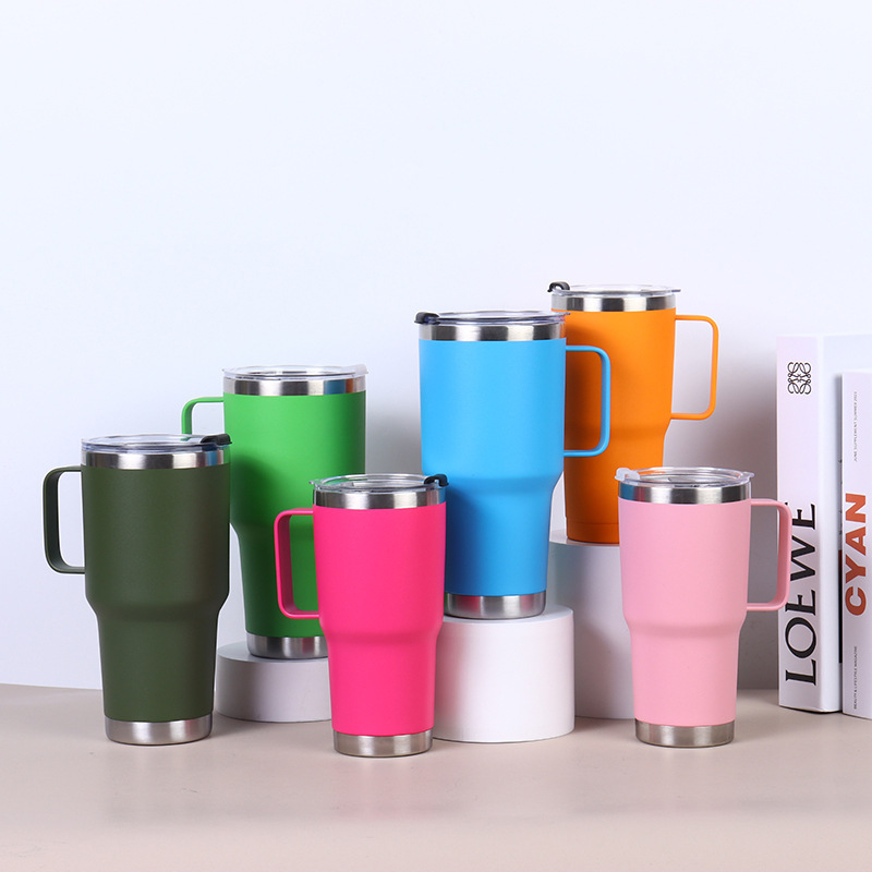 Steel Handle Vacuum Cup 20oz 30oz Double Wall Coffee Tea Flask