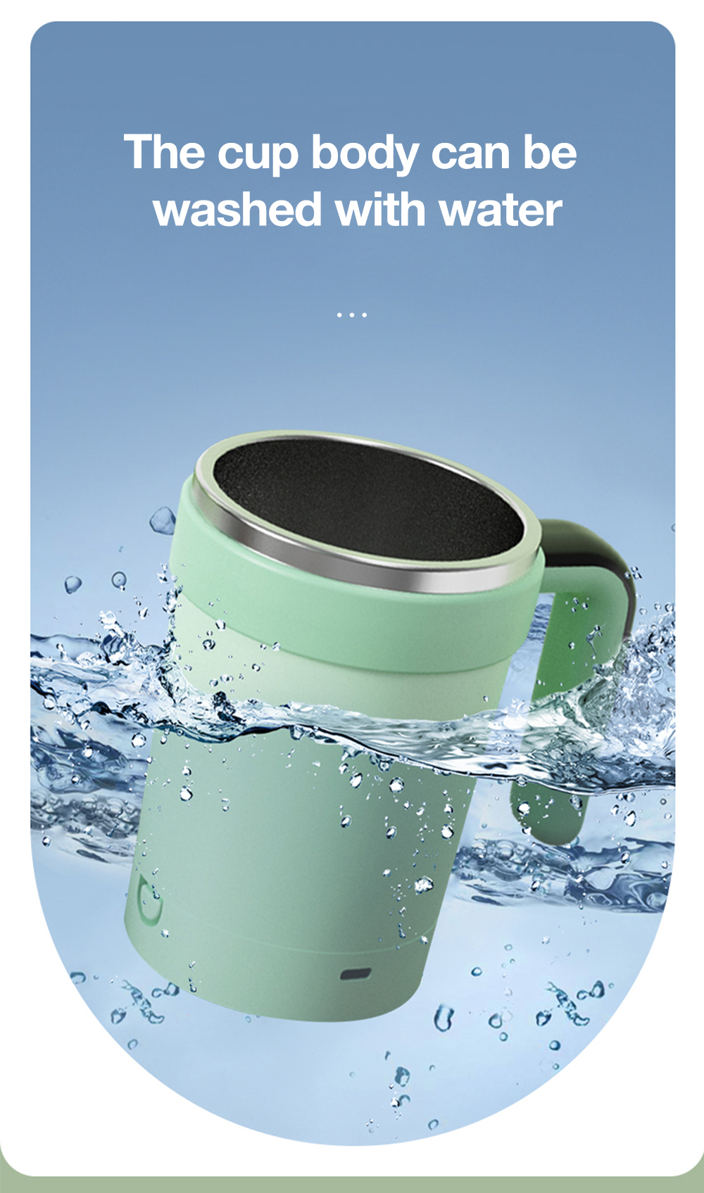 Rechargeable stirring mug for coffee and tea
