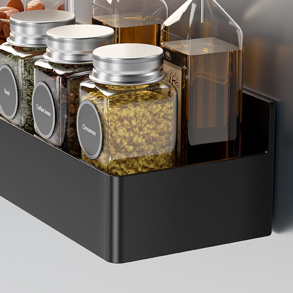 Magnetic shelf for condiments and jars