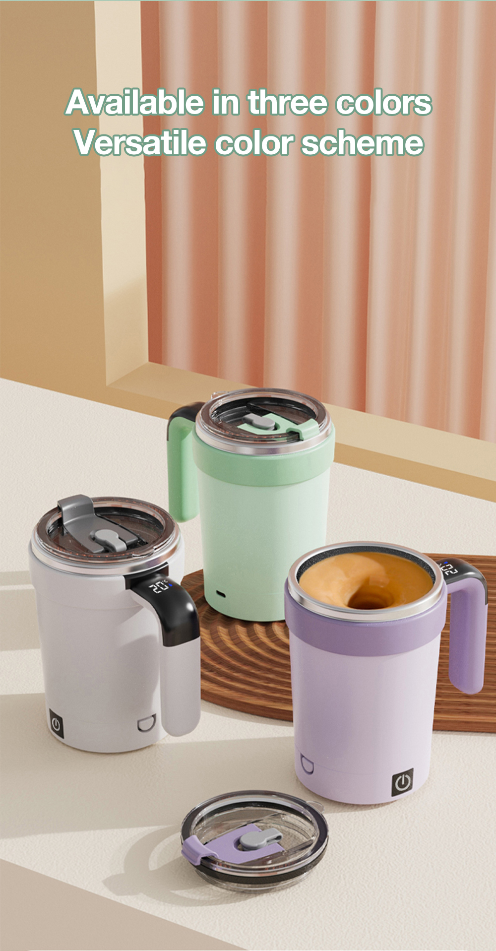 Smart coffee mug with magnetic rotating mixer